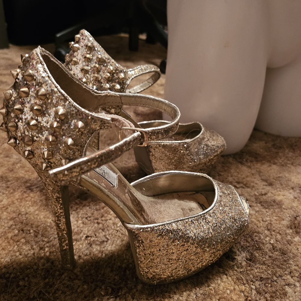 Gold Studded Platform Heels